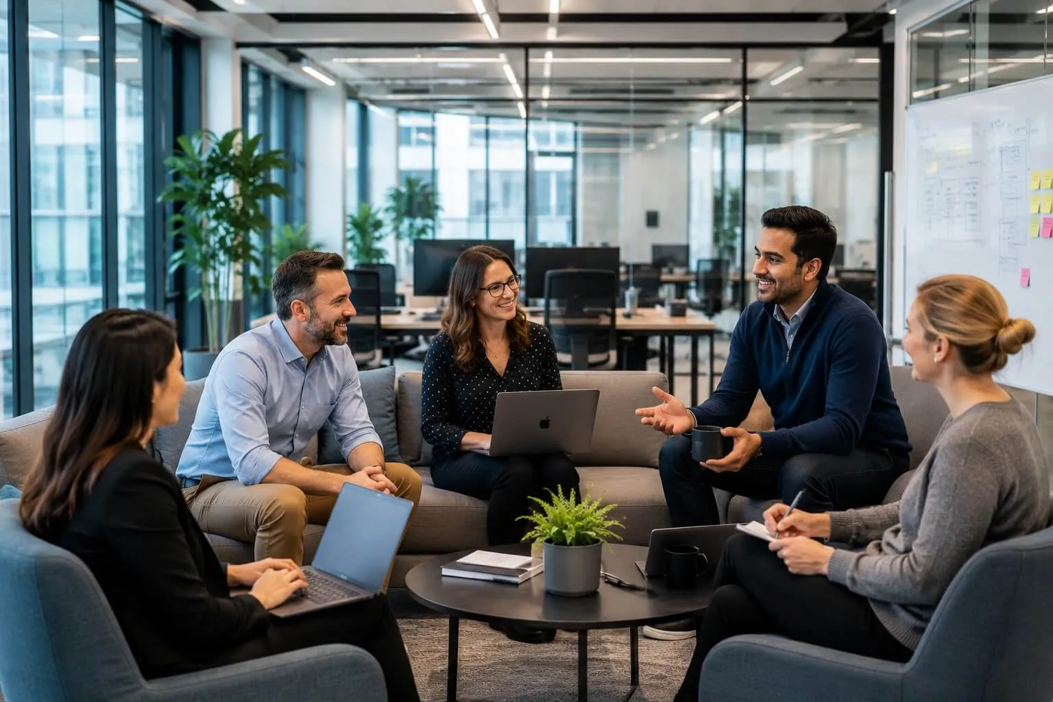 Portamus consulting team collaborating in the office